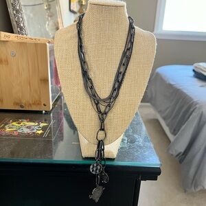 Free People black metal chain layered necklace